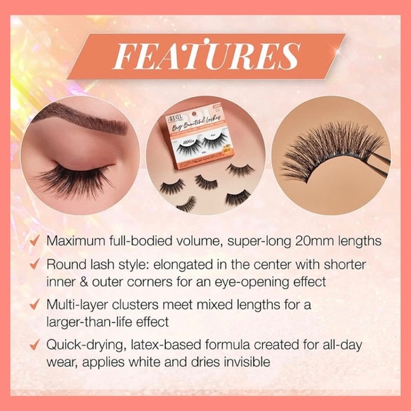 Ardell BBL Big Beautiful Lashes 966 Bae with DUO Clear Adhesive each-THREE SETS - Picture 4 of 5